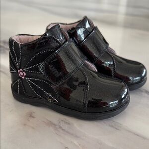 Black Kids Shoes with Pink Stitching